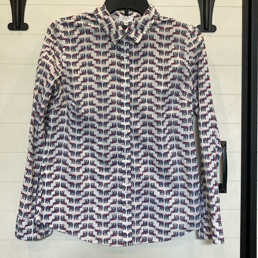 Crown & Ivy Elephant Button Down - image 1